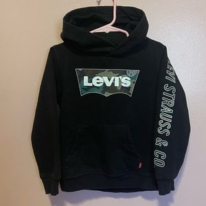 Levi Strauss Boys Black Hoodie Sweatshirt with Camo Size 4